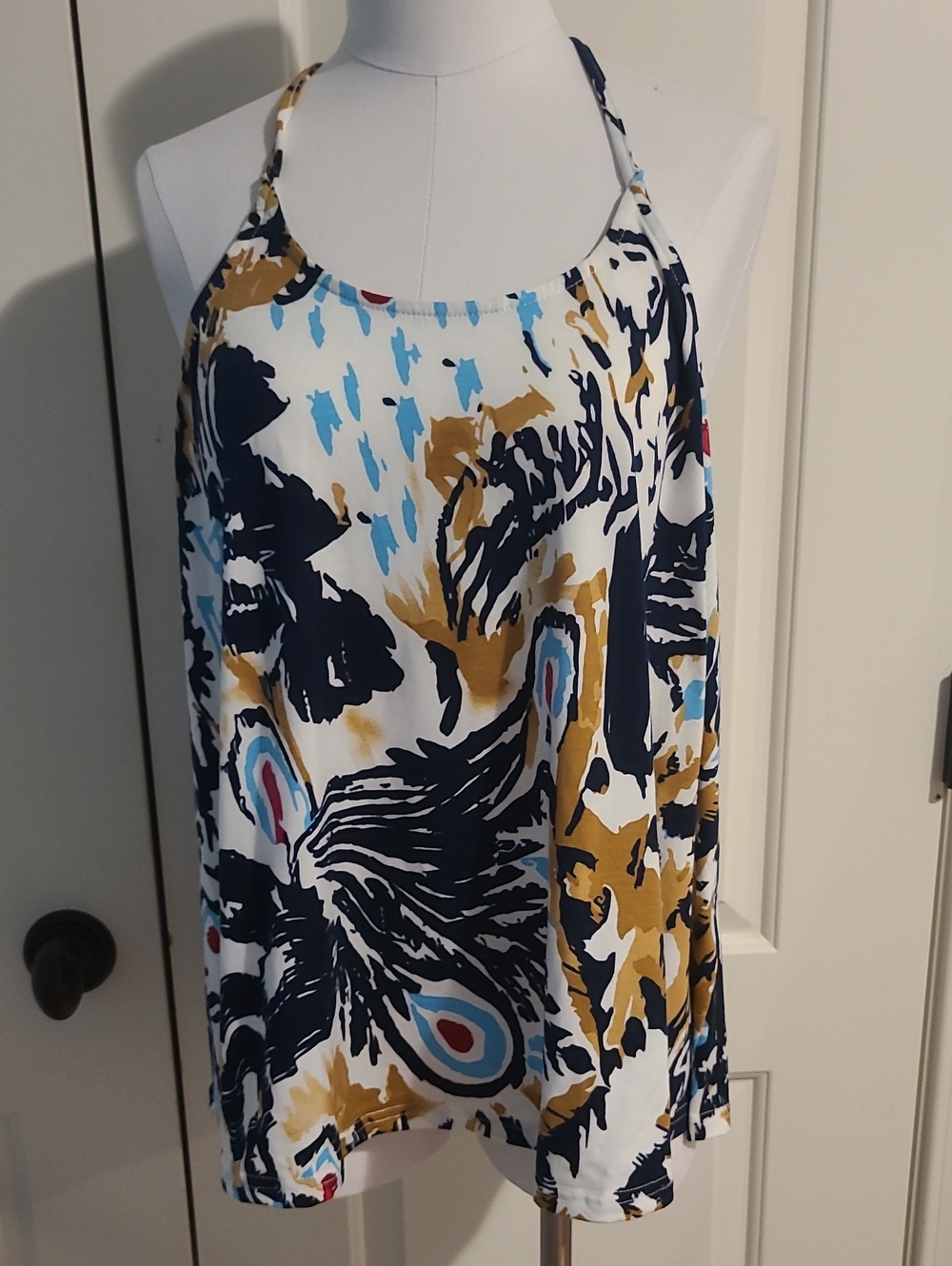 NWT Jenny Boston Colorful Patterned Halter Tank Top